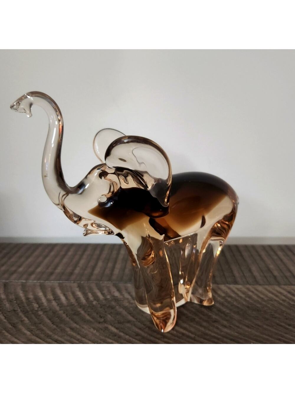 VTG MURANO MCM Smokey Brown Clear MID CENTURY MODERN Large GLASS ELEPHANT